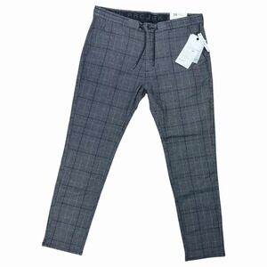 Projek‎ Raw Mens Tech Pants Size 38x30 Black Plaid Bungee Flex Classic Fit NWT